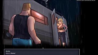 Massaging hot blonde teen's big tits in public