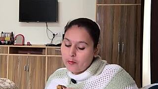 indian housewife bride takes monster cock in deepthroat, licking hard in romance