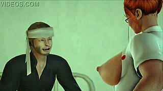 Huge-boobed nurse gives a big cock a good jerking off