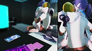 yuuka-san rides in cowgirl position, big tits bouncing in this hentai scene with creampie and squirting action