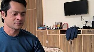 indian housewife bride takes monster cock in deepthroat, licking hard in romance