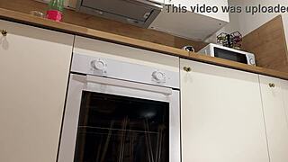 Hot Redhead Latina Wife In Kitchen No Panties No Bra Showing Pussy And Ass