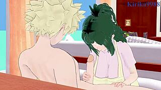 inko midoriya and katsuki bakugo have intense sex in my hero academia hentai