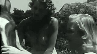 Vintage Taboo Pussy Play with Hairy Doggystyle Outdoors