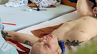 hogtied twink gets nuts teabag, rimjob, foot spanking, and edging 😏