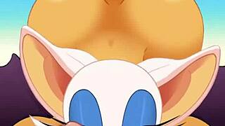 Anime Character Rouge Sucks Cock and Swallows Cum During Anal Fucking