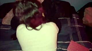 A beautiful woman with natural breasts gets a creampie on her birthday from a man with a large penis