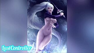 Weiss from RWBY in anime kissing compilation scenes.