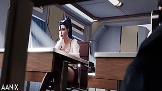 Naughty student Kaisa takes on three huge cocks outdoors