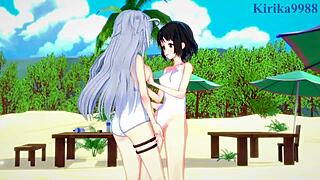 Miku kohinata and laura bodewig play together in symphogear and infinite stratos hentai.