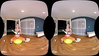 VR experience of Naughty America's gym action with big ass babe