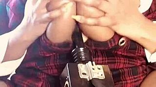 Does the big titty bbw slut get fucked by the machine?