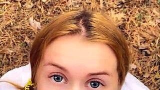 Horny teen 18+ delivers wild public blowjob and cum play in POV!