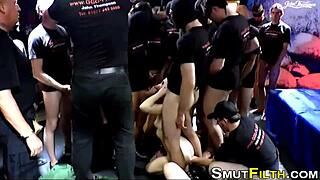 Behind scenes of german blowbang cumshot