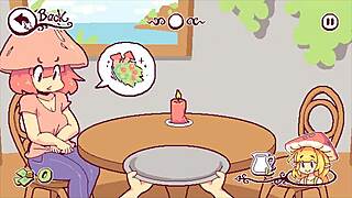 futanari serves cum as special sauce in restaurant.