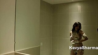 Hairy pussy aunt gets shower and fucked in Hindi