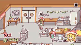 futanari serves cum as special sauce in restaurant.