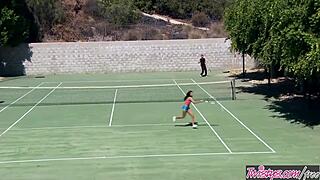 Seth Gamble and Adriana Chechik star in a match point scene with blowjobs and fucking