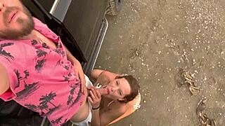 Rough sex on the beach, loud 69 after getting caught.