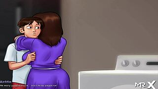 In Summertime Saga, debts paid, now sex for cash in our house