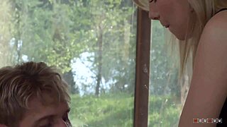 blonde babe licks penis then gets pussy destroyed