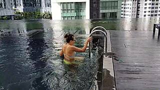 Shower in the clubhouse: Wet and hairy armpits and hot urine on my legs