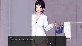 3D animated video of a big cocked tutor with his student