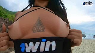 I gave first blowjob of year on beach, exposed pussy to stranger, he fucked me hard