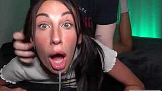 Juicy alison takes cum in mouth after deepthroat in bedroom