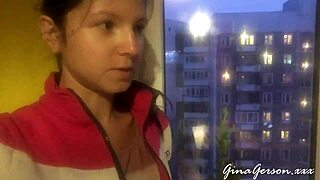 waiting for visa, met this skinny russian blonde outdoors