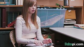 Doll Looking Teen Bareback Table Fucked By Fake Shop Manager