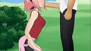 i love how sakura haruno deepthroats in naruto, it's so hot
