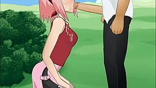 i love how sakura haruno deepthroats in naruto, it's so hot