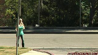 Blonde Slut Takes Huge Black Cock in Her Mouth and Pussy Interracially