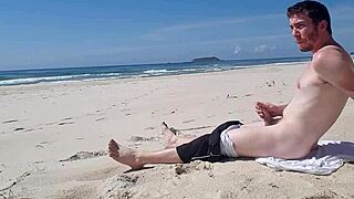 Guy Jerks Off Outdoors On The Beach In Public Masturbation Video