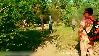 Blonde Slut Tries Clothes on Hot Body in Public Changing Room at Shopping Center