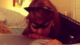 Catgranny passionately blows Batman in cosplay ecstasy