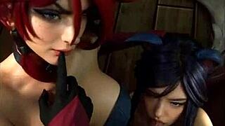 League Of Legends Cosplay: Miss Fortune And Ahri In Uncensored Hentai Action