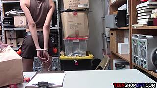 A busty teen gets into some Halloween trouble at the office and gives a great blowjob