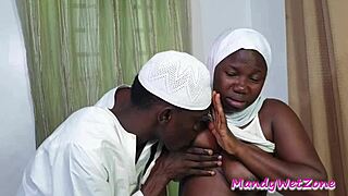 ebony amateur shows her big ass and wet pussy in lingerie