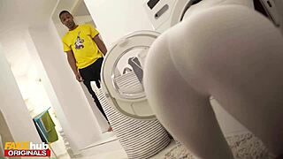 Super horny Brazilian housemate rides monster cock and sucks