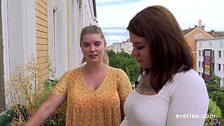 Plump pampering program for marina and natascha under the shower.