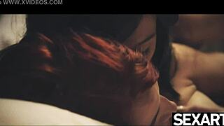 Lesbian Redhead Makes Her Girlfriend's Big Natural Tits Bounce