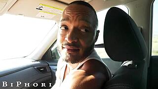Biphoria – Hitchhiking Hunk Picked Up And Fucked By Horny Bi Couple!