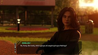 stunning brunette talks taboo in hentai game?