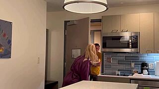 stepson alex envy finds stepmom danni jones in lingerie, seducing her with kissing and blowjob to bring her home