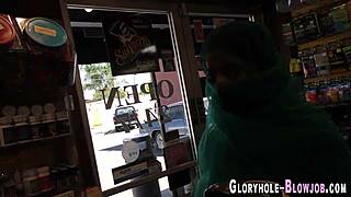 cocksuckin ho gets messy cum at gloryhole spot