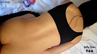 Damn, shemale gets pounded doggy style in hot lingerie and stockings!