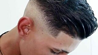 man in hotel for group sex with guys. He has big cock in 3some