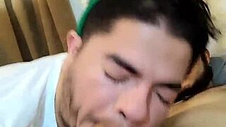 Overwhelmed by desire, they sneak to the room for passionate gay sex with a hunk